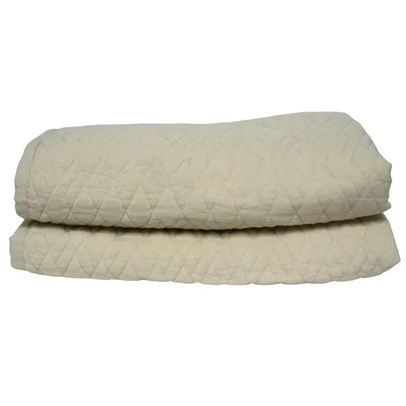 Frontgate Standard Pillow Sham Set Of 2 Cream Off-White Quilted Linen/Cotton 27x